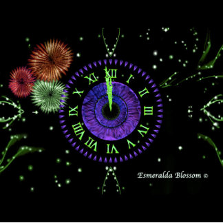 New Year's Eve Iris Clock Purple Metal Ornament