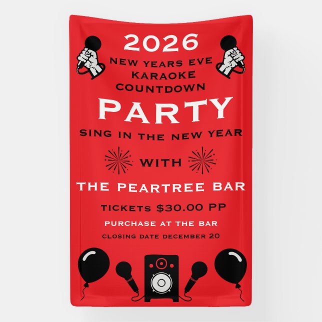 New Years Eve Karaoke Countdown Banner (Vertical)