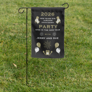 New Years Eve Karaoke Countdown Garden Flag