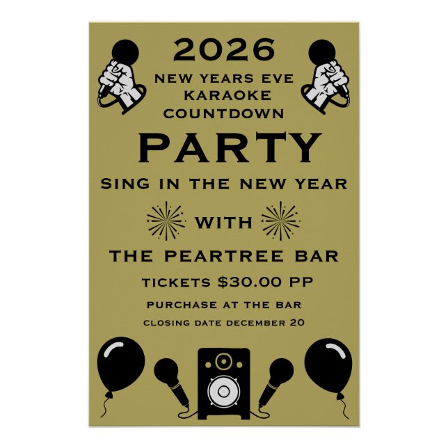 New Years Eve Karaoke Countdown Poster (Front)