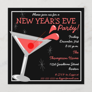 New Years Eve Martini Cocktail Party Invitation