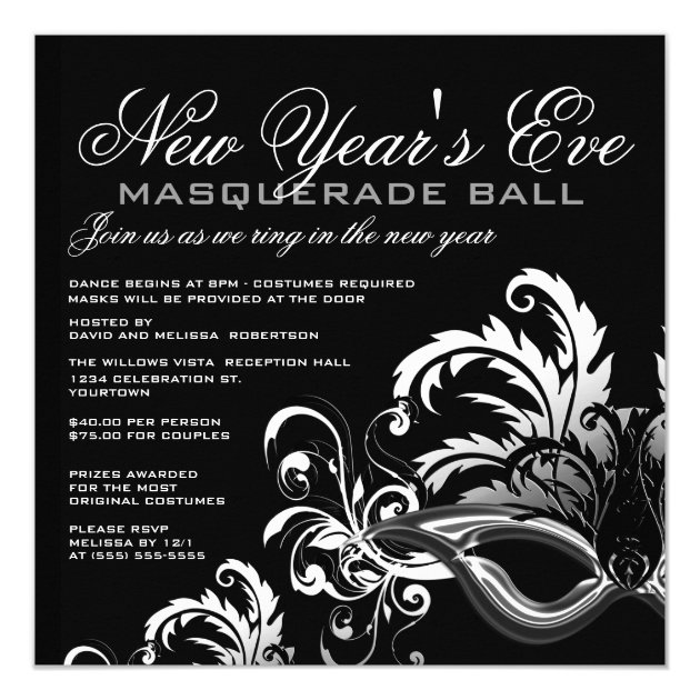 New Years Eve Masquerade Ball Invitations