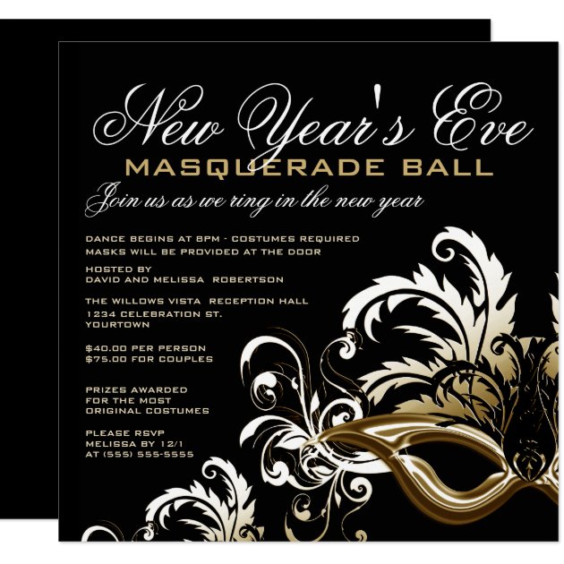 New Years Eve Masquerade Ball Invitations