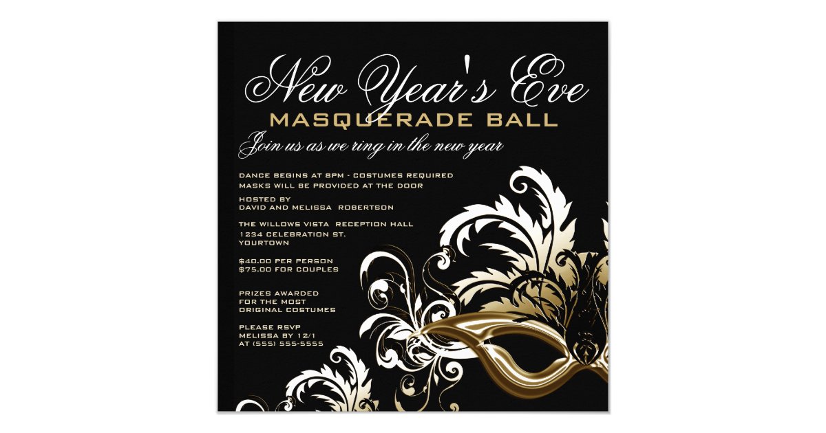 New Years Eve Masquerade Gala Invitations 5