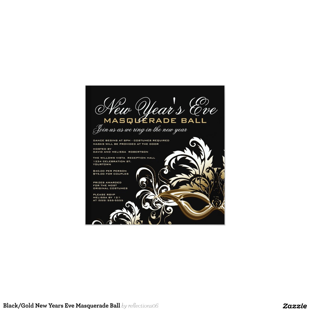 New Years Eve Masquerade Gala Invitations 2