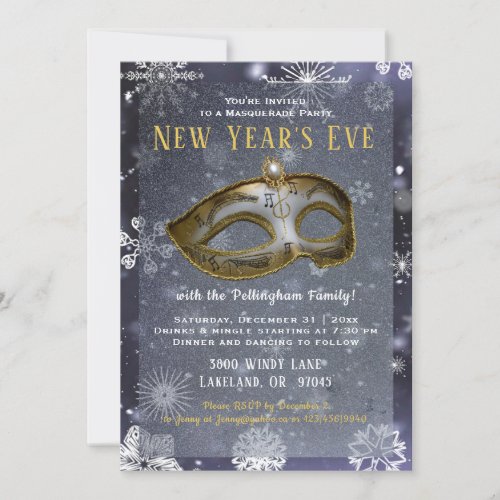 New Years Eve Masquerade Party Invite