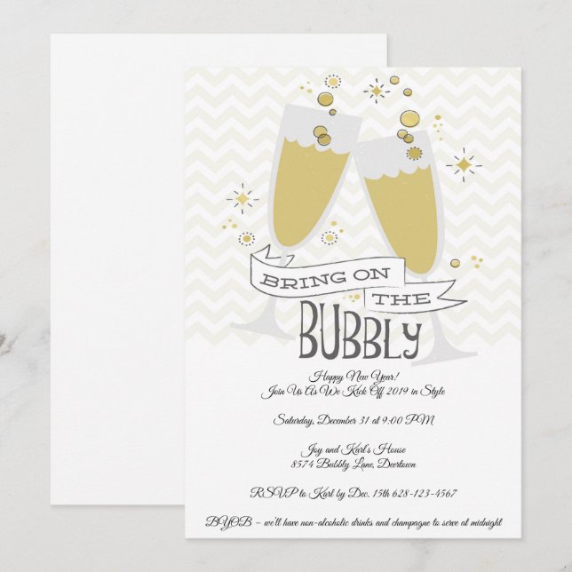 New Years Eve Night Party Invitation (Front/Back)