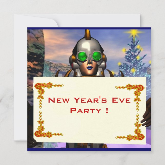 NEW YEAR'S EVE OF A CYBORG HOLIDAY CARD (Front)