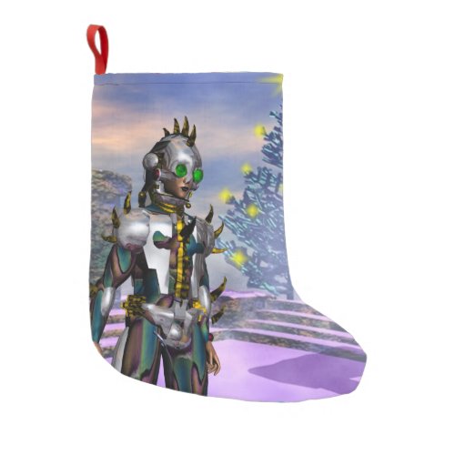 NEW YEARS EVE OF A CYBORG SMALL CHRISTMAS STOCKING