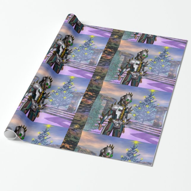 NEW YEAR'S EVE OF A CYBORG WRAPPING PAPER (Unrolled)