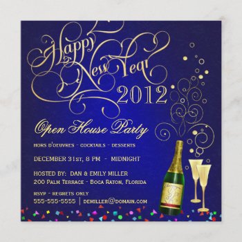 New Year's Eve Open House Party - Midnight Blue Invitation by SquirrelHugger at Zazzle