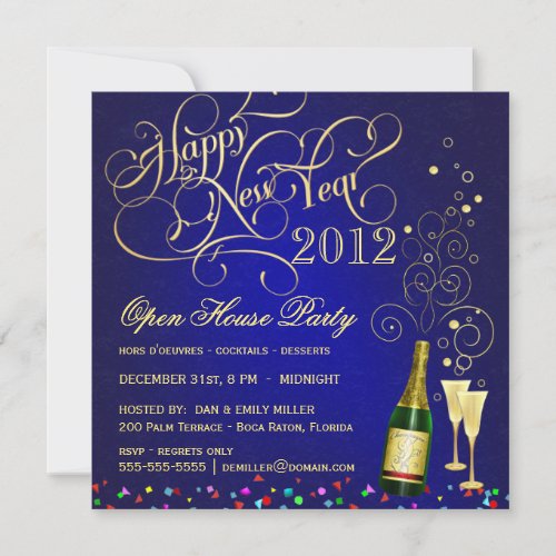 New Years Eve Open House Party _ Midnight Blue Invitation