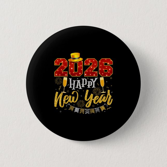New Years Eve Party 2026 Fireworks Happy New Year  Button (Front)