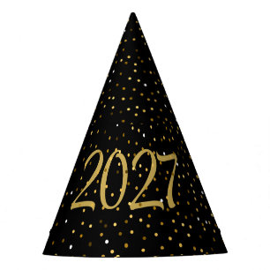New Years Eve Party 2027 Gold Confetti Hat