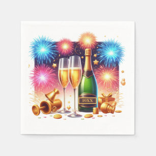 New Years Eve party add year champagne  Napkins