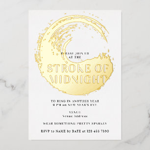 New Year's Eve Party at the Stroke of Midnight Foil Invitation