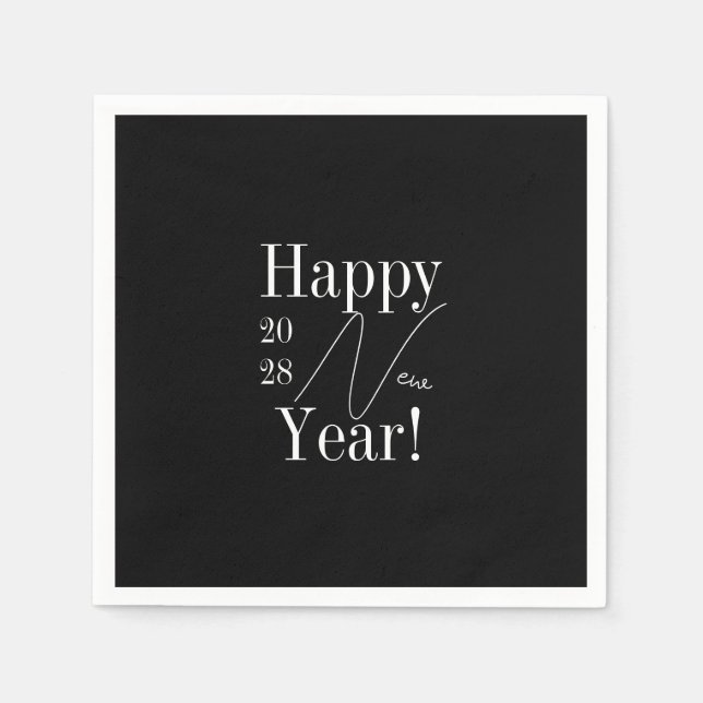 New Year's Eve Party Black and White Napkins (Front)