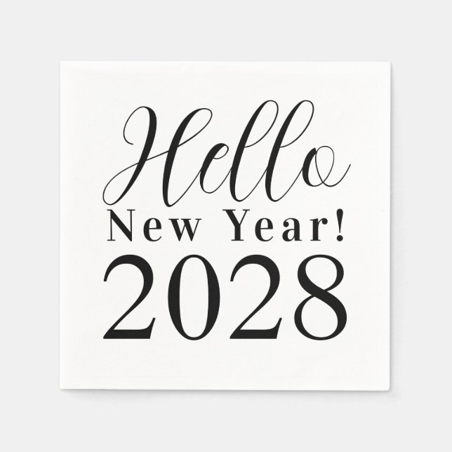 New Year's Eve Party Black and White Napkins (Front)