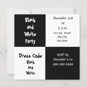 New Years Eve Party Black and White Party Invitation