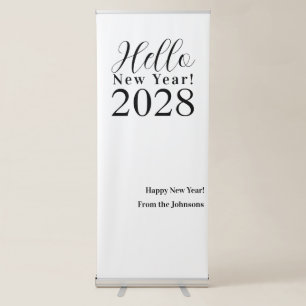 New Year's Eve Party Black and White Retractable Banner