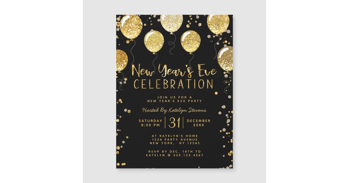 New Year's Eve Party Black & Gold Balloon Confetti | Zazzle