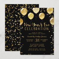 New Year's Eve Party Black & Gold Balloon Confetti