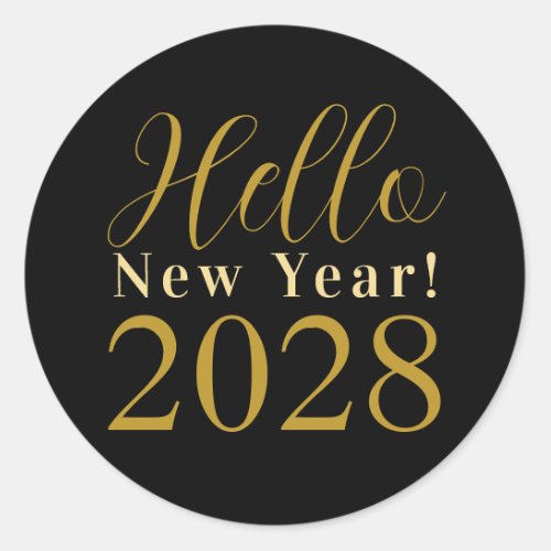 New Years Eve Party Black Gold Classic Round Sticker