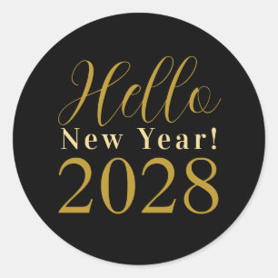 New Year's Eve Party Black Gold Classic Round Sticker