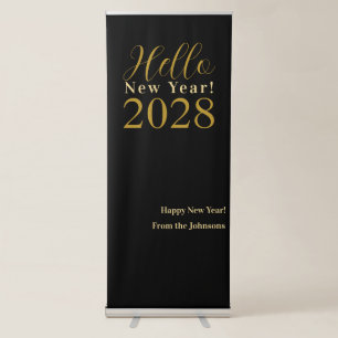 New Year's Eve Party Black Gold Retractable Banner