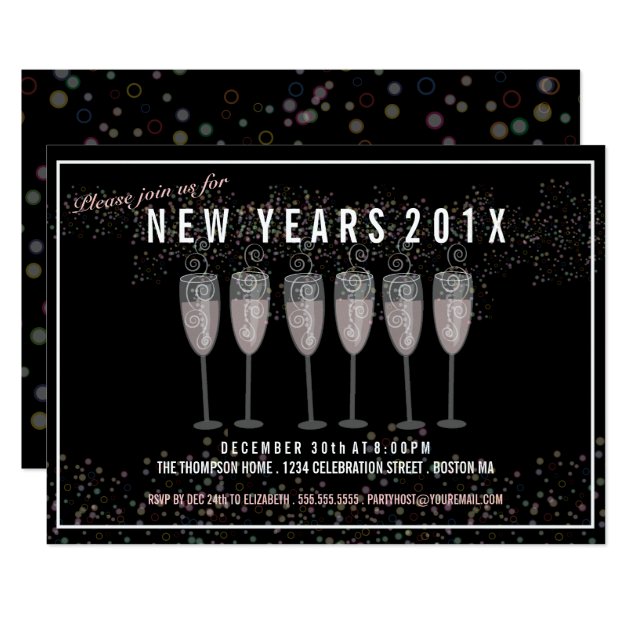 New Years Eve Party Champagne Celebration Invite