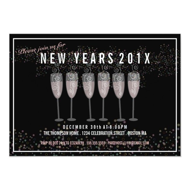 New Years Eve Party Champagne Celebration Invite