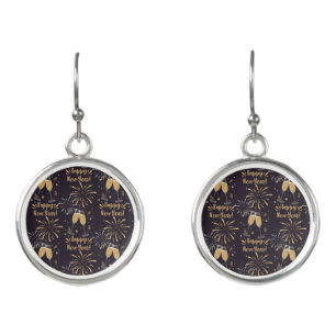 New Years Eve Party Champagne Fireworks Earrings