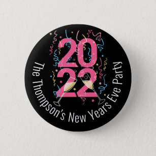 New Years Eve Party champagne streamers 2022 Button