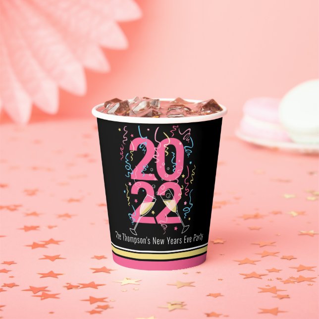 New Years Eve Party champagne streamers 2022  Paper Cups (Insitu)