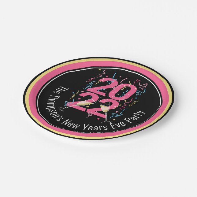 New Years Eve Party champagne streamers 2022 Paper Plates (Angled)