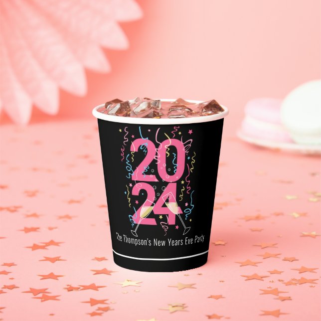New Years Eve Party champagne streamers 2024  Paper Cups (Insitu)