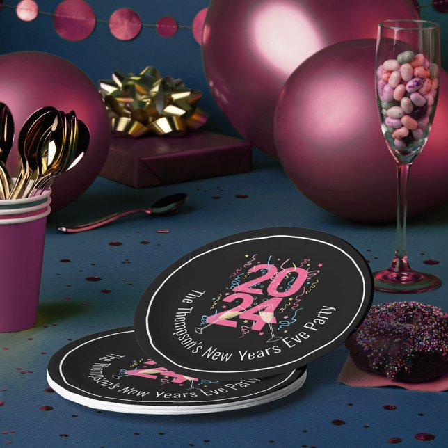 New Years Eve Party champagne streamers 2024 Paper Plates (Creator Uploaded)