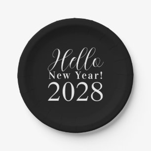 New Year's Eve Party Classic Black and White Paper Plates