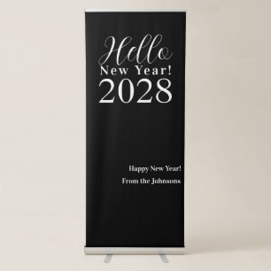 New Year's Eve Party Classic Black and White Retractable Banner