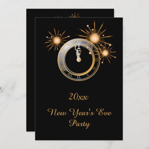 New Years Eve Party Clock Invitation