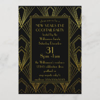 New Years Eve Party Cocktail Black | Gold Art Deco
