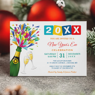 New Year's Eve Party Colorful Bubbly Toast Invitation