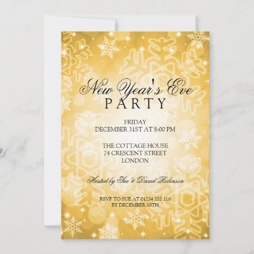 New Years Eve Party Festive Bokeh Gold Invitation