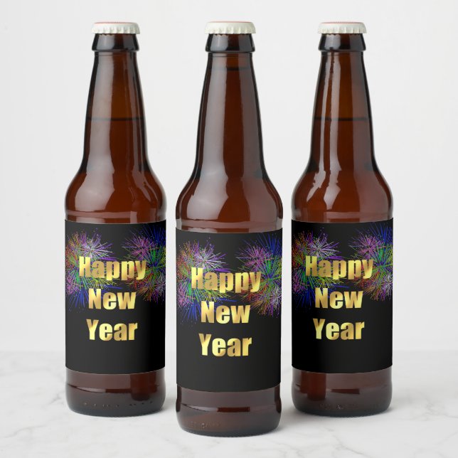 New Year's Eve Party Fireworks Beer Bottle Label (Bottles)