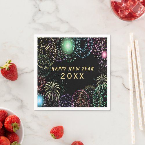 New Years Eve Party Fireworks Celebration Paper Napkins