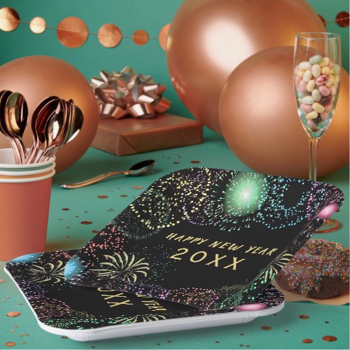 New Years Eve Party Fireworks Celebration Paper Plates