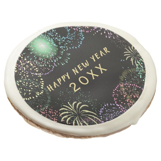 New Year's Eve Party Fireworks Celebration Sugar Cookie (Angled)