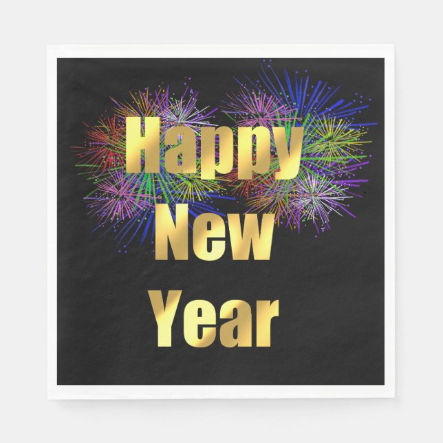 New Year's Eve Party Fireworks Napkins (Front)