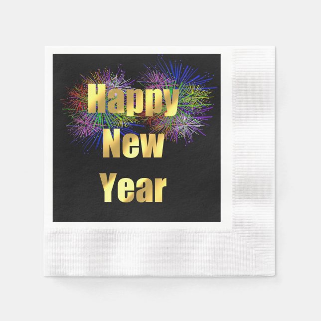 New Year's Eve Party Fireworks Napkins (Front)