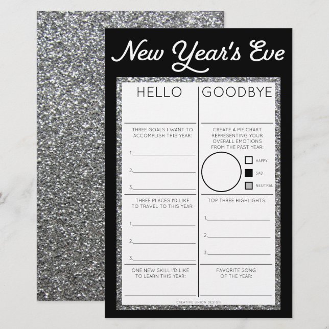New Year's Eve Party Game Hello Goodbye (Front/Back)